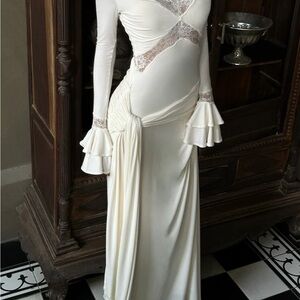 Meshki - 	
Electra Slinky Lace Maxi Dress - Ivory